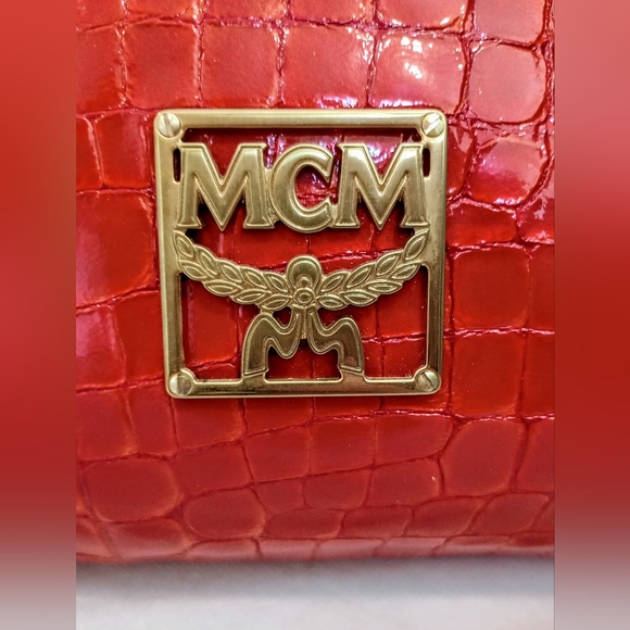 MCM Croco Embossed Top Handle Boston Bag - Picture 2 of 16